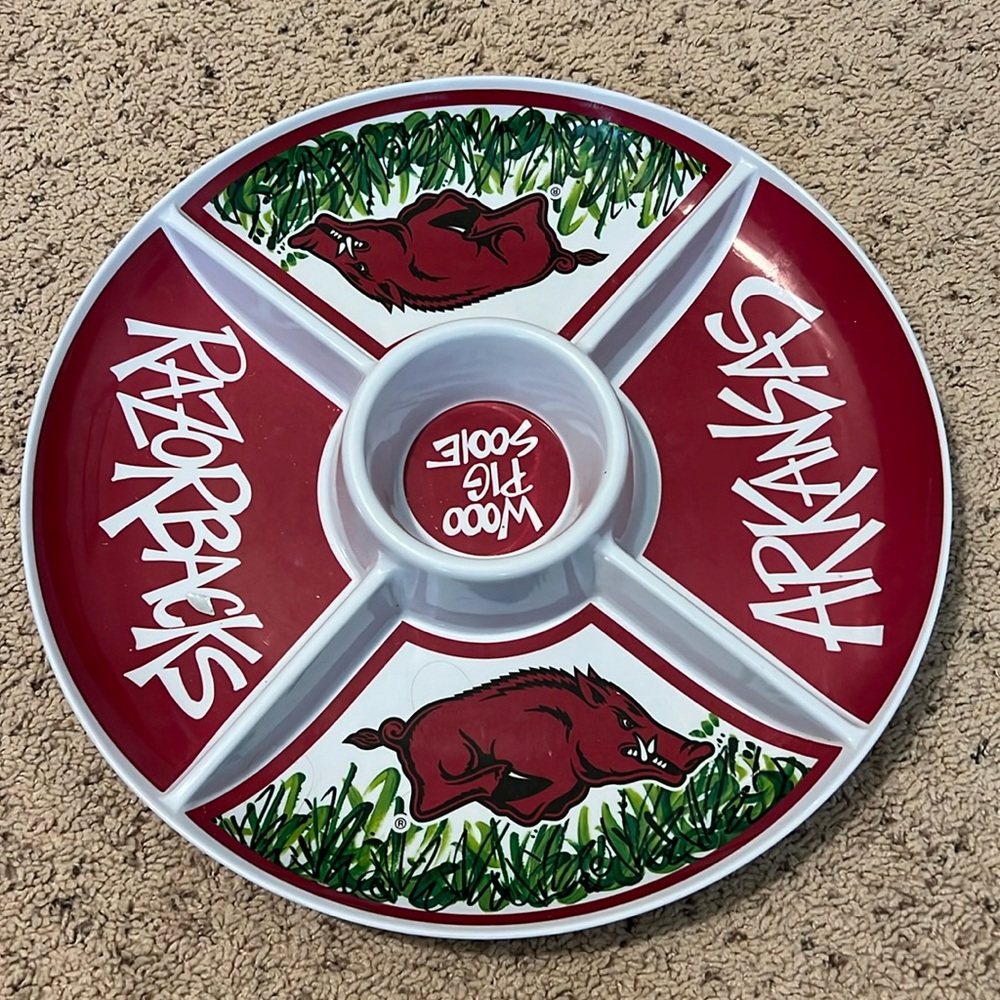 Arkansas Razorbacks melamine chip and dip platter Magnolia Lane